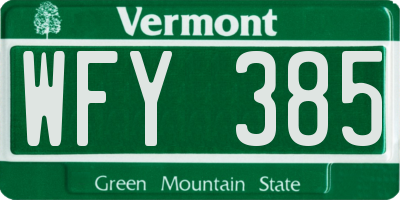 VT license plate WFY385