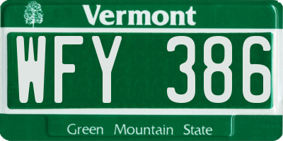 VT license plate WFY386