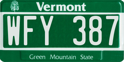 VT license plate WFY387