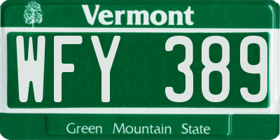 VT license plate WFY389