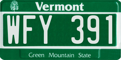 VT license plate WFY391