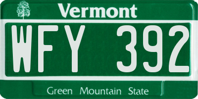 VT license plate WFY392