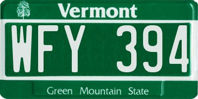 VT license plate WFY394