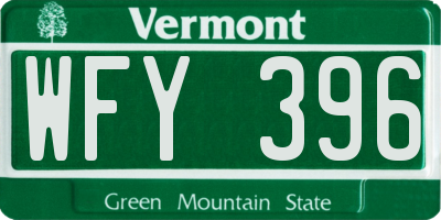 VT license plate WFY396