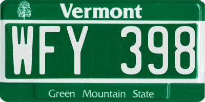 VT license plate WFY398