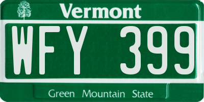 VT license plate WFY399