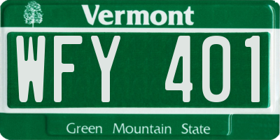 VT license plate WFY401