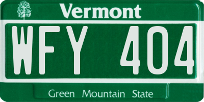 VT license plate WFY404