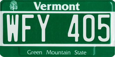 VT license plate WFY405