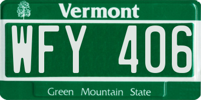 VT license plate WFY406