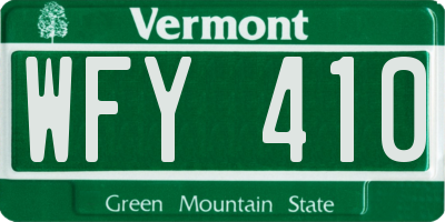 VT license plate WFY410