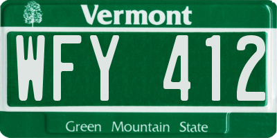 VT license plate WFY412
