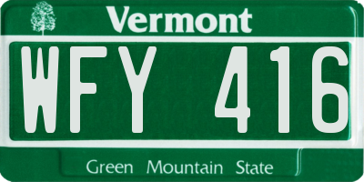VT license plate WFY416