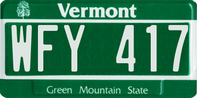 VT license plate WFY417