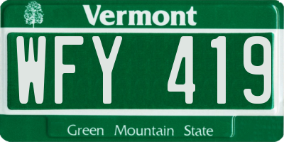 VT license plate WFY419