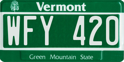 VT license plate WFY420