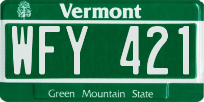 VT license plate WFY421