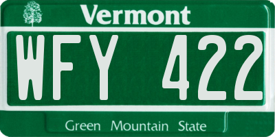 VT license plate WFY422