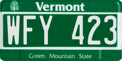 VT license plate WFY423