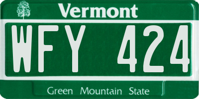 VT license plate WFY424