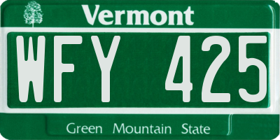 VT license plate WFY425