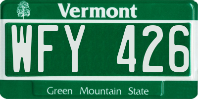 VT license plate WFY426