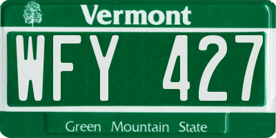 VT license plate WFY427