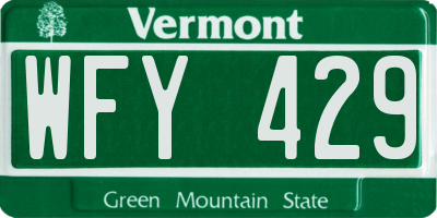 VT license plate WFY429