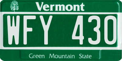 VT license plate WFY430