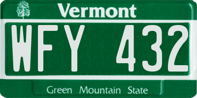VT license plate WFY432