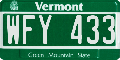 VT license plate WFY433