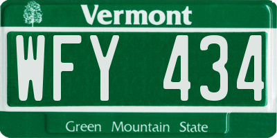 VT license plate WFY434