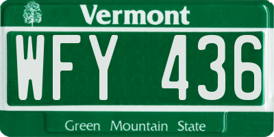 VT license plate WFY436