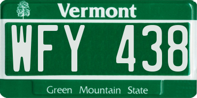 VT license plate WFY438