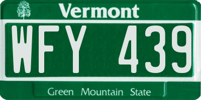 VT license plate WFY439