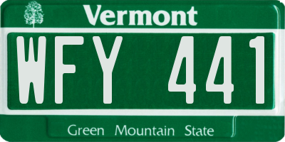 VT license plate WFY441