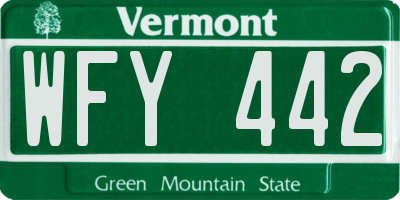VT license plate WFY442
