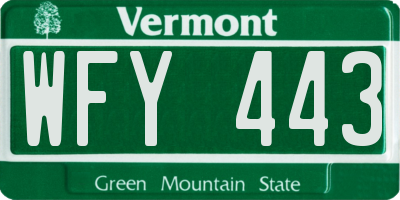 VT license plate WFY443