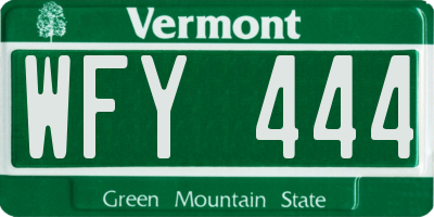 VT license plate WFY444