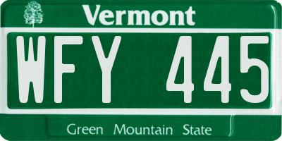 VT license plate WFY445