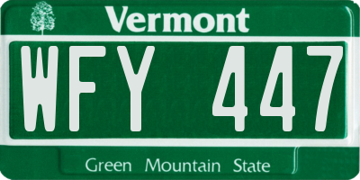 VT license plate WFY447