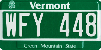 VT license plate WFY448