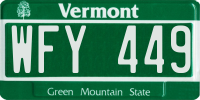 VT license plate WFY449