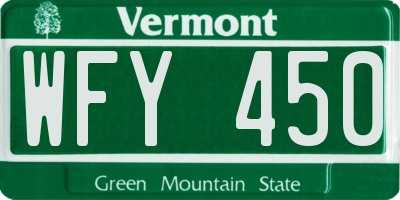 VT license plate WFY450