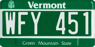 VT license plate WFY451