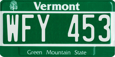 VT license plate WFY453