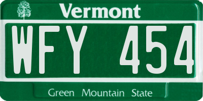 VT license plate WFY454