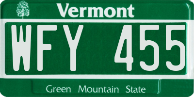 VT license plate WFY455