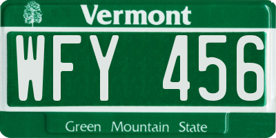 VT license plate WFY456