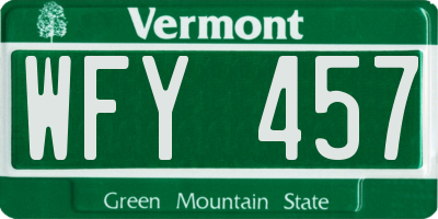 VT license plate WFY457